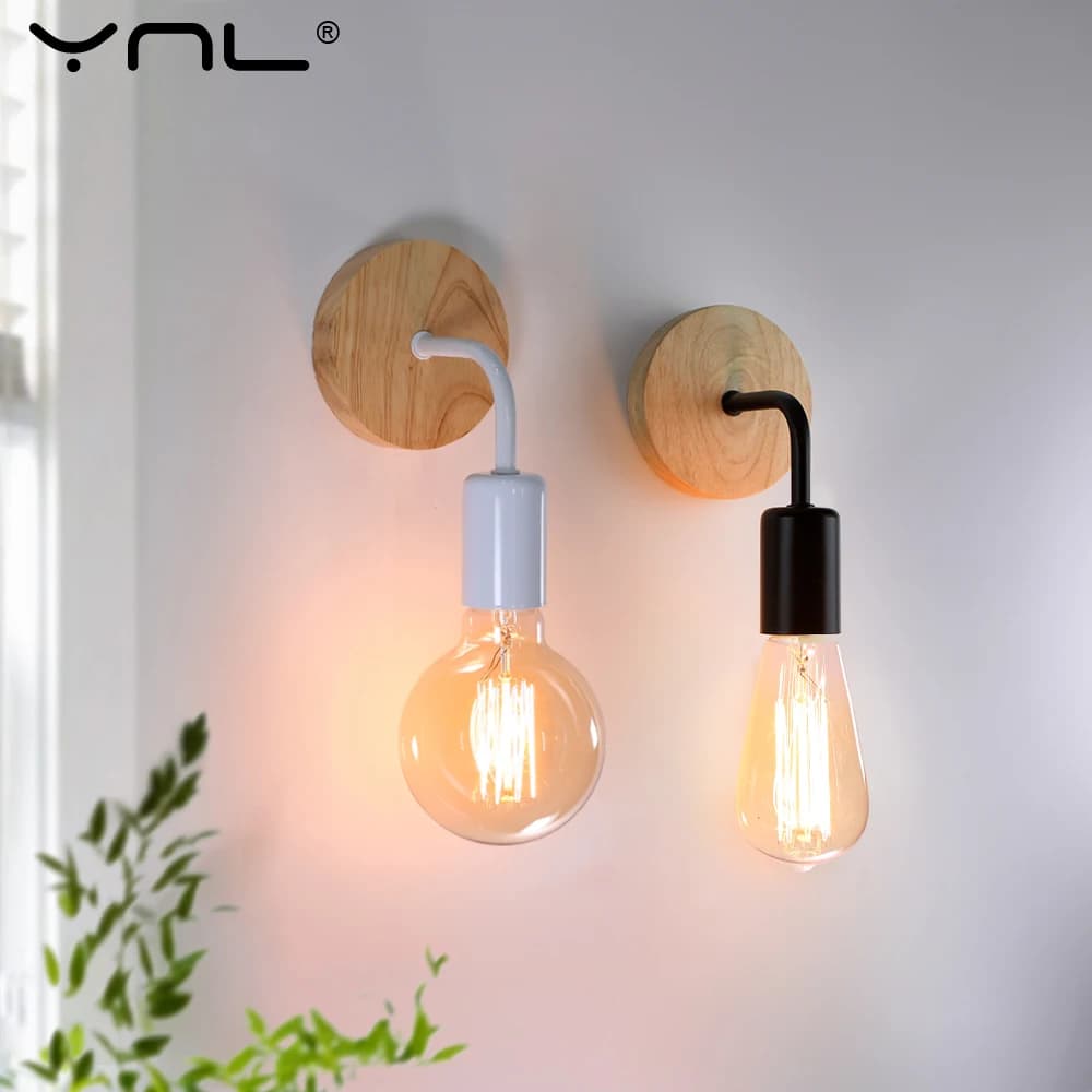 Retro Wood Wall Lamp E27 220V 110V Vintage Sconce Wall Light Fixture Bedside Retro Lamp Indoor Home Decor Bedroom Lights
