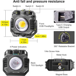 LiitoKala LF-786 Work lights+26650 5000mAh Battery COB 1500ML TG3 600ML Type-C charger USB output