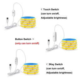 5V COB LED Strip Light 320LEDs/M Touch Sensor Dimmable USB Flexible LED Ribbon Adhesive Tape DIY Mirror TV Backlight Night Light