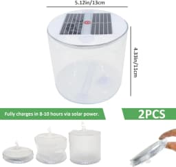 Inflatable Solar Lantern, 2PCS Waterproof Solar Camping Lantern with White LEDs,Foldable Solar Lamp with Handle, Emergency