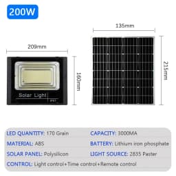 LED Outdoor Solar Light Courtyard Porch Floodlight Outdoor IP67 Waterproof Reflector Solar Powered Spotlight with Remote Control