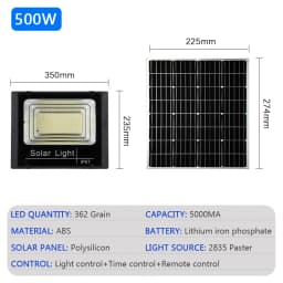 LED Outdoor Solar Light Courtyard Porch Floodlight Outdoor IP67 Waterproof Reflector Solar Powered Spotlight with Remote Control