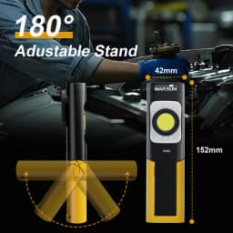 WARSUN W05S LED Work Light Rechargeable Work Light with Magnetic Base Portable Flashlight with Clip Hook and 180° Rotation Stand