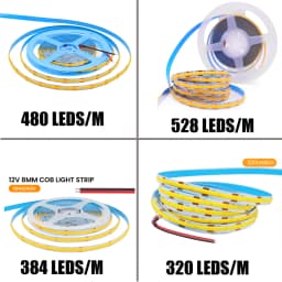 DC 12V 24V COB Strip 480 384 320 528Leds/M High Density RA90 White 3000K 4000K 6000K IP21 Flexible Ribbon Rope LED Light