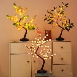 LED Tabletop Tree Lamp Battery Fairy Tree Night Lights with Removable Base for Party Wedding Gift Camping Summer Bedside Decor