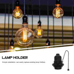 Black Pull Chain Switch Lamp Holder E26 E27 Socket Adapter Light Bulb Base Converter For Lamps Repair Kit Screw In Socket