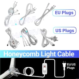 Hexagon LED Light 2-Pin Power Cord with On/Off Switch for HAMRVL Honeycomb Garage Lights & Lighting Systems Replacement Cable