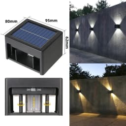 Solar Wall Light Outdoor Waterproof LED Wall Washer Courtyard Villa Fence Decor 2 Modes Spotlight For Gate Walls Balcony Garden