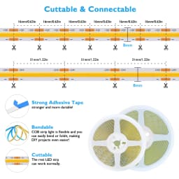 DC12 24V COB LED Strip Light 528Leds/m Flexible Tape Ribbon High Density Linear Lighting 3000-6500K RA90 Led Lights Room Decor