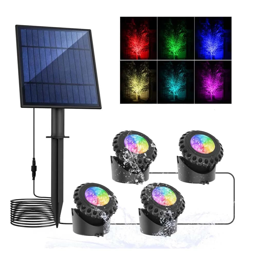 Solar Underwater RGB Light for Pond Aquarium Fish Tank Decor IP68 Solar Pool Lamp 2/3/4/5leds Garden Landscape Outdoor Spotlight