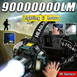 Powerful LED Headlamp Motion Sensor Headlight 18650 Rechargeable COB Head Flashlights High Power Head Lamp Fishing Headlight
