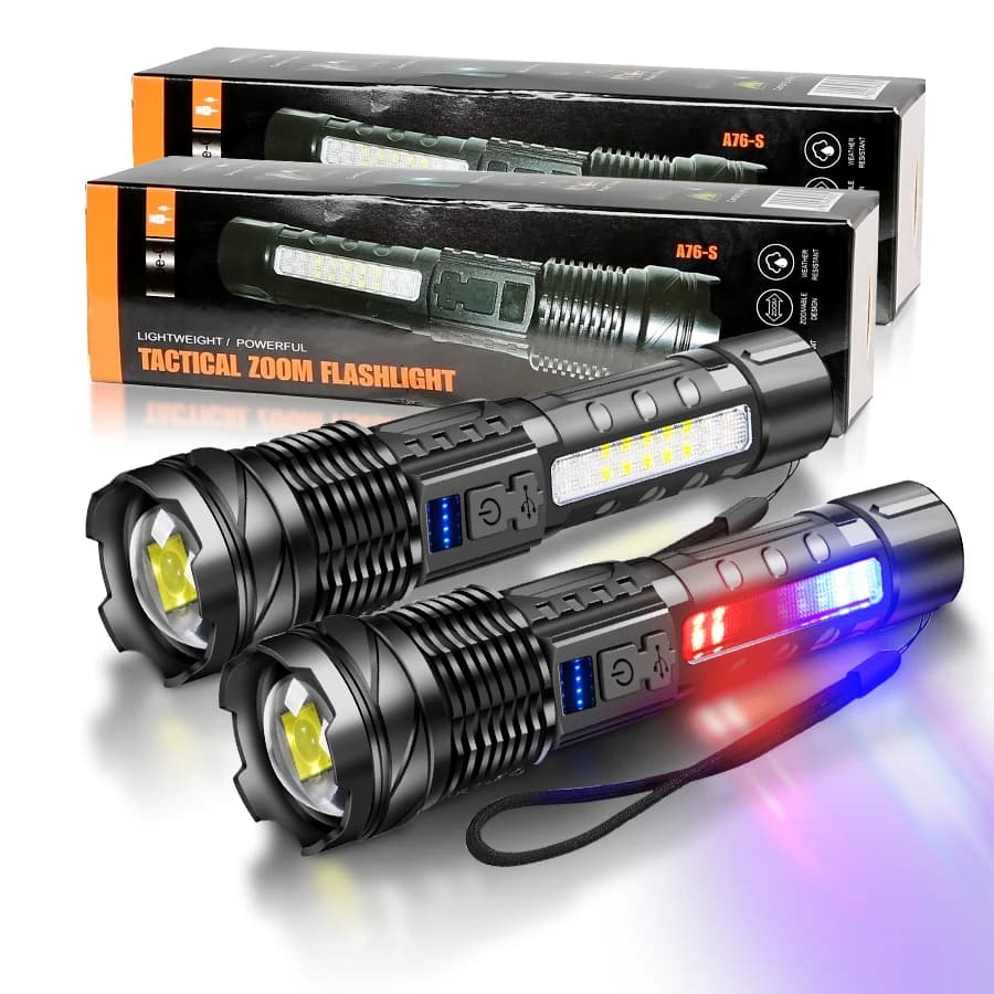 LED Flashlight Rechargeable Torch High Power Strong Light Flashlight Long Range Tactical Zoom Lamp Outdoor Camping Lantern