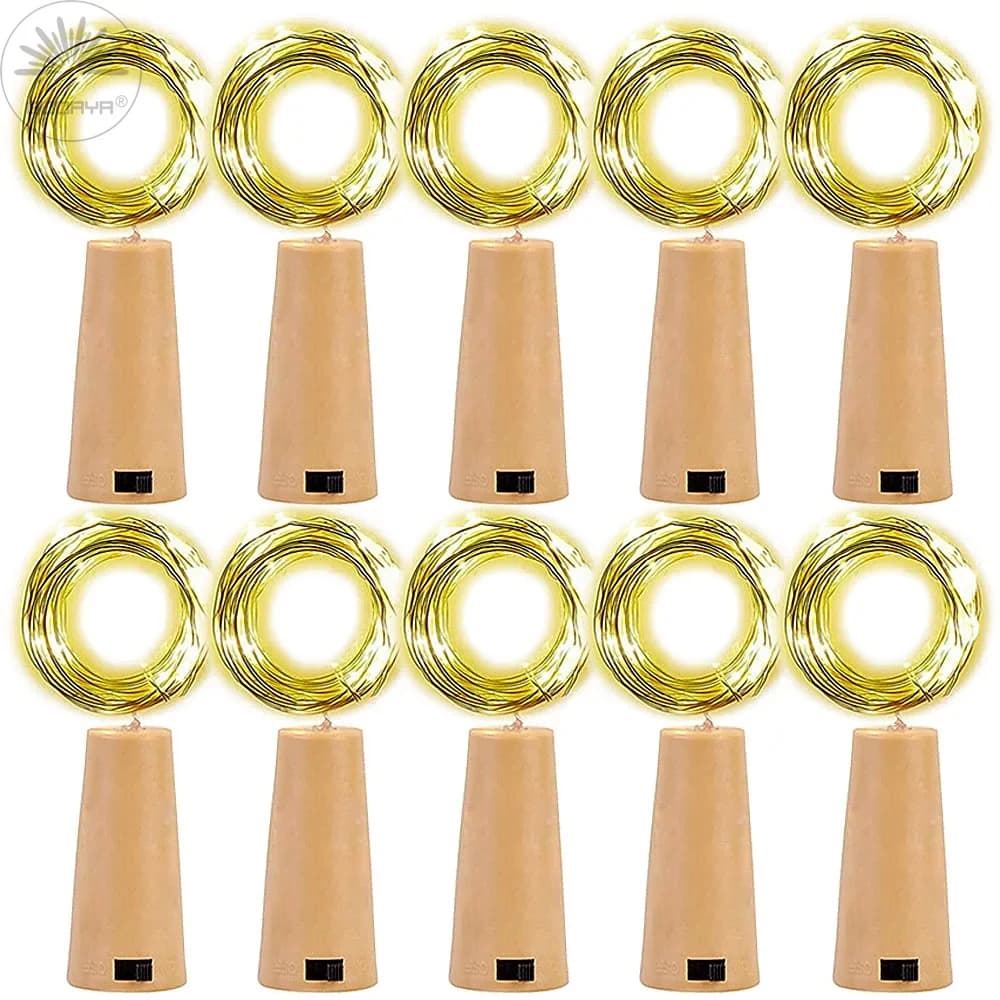 10 pcs Wine Bottle Fairy Lights With Cork LED String Lights Battery Fairy Lights Garland For Christmas Party Wedding Decoration