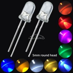 5mm Round LED Diode Emitting Light Bead Clear Assorted Kit 1.8V~3.4V White Green Red Blue Green Warm White DIY Lights Decoration