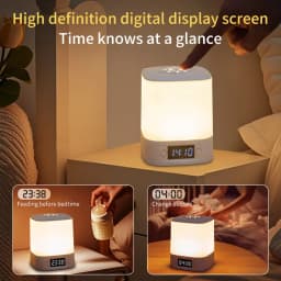 Touch Dimmable LED Night Lamp with Remote Clock Time Display or Not Eye Protection Reading Lamp Bedside Night Light Rechargeable