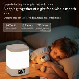 Touch Dimmable LED Night Lamp with Remote Clock Time Display or Not Eye Protection Reading Lamp Bedside Night Light Rechargeable