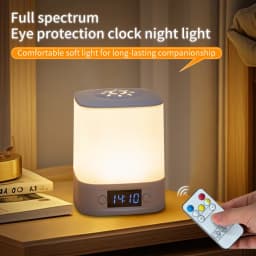 Touch Dimmable LED Night Lamp with Remote Clock Time Display or Not Eye Protection Reading Lamp Bedside Night Light Rechargeable