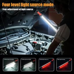High Lumen Rechargeable LED Work Light for Car Emergency Repair, Powerful Magnetic Flashlight with Hooks and Magnetic Base