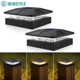 Outdoor Solar Post Cap Lights 3 Modes Fence Light Solar Powered Waterproof Gate Light For 4 Inch Wood Posts Yard Garden Outside