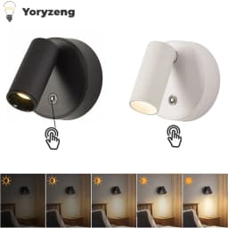 USB Rechargeable Wireless LED Wall Light Cordless Lamp Touch Dimmable Spotlight Magnetic For Bedroom Bedside Reading Type-C