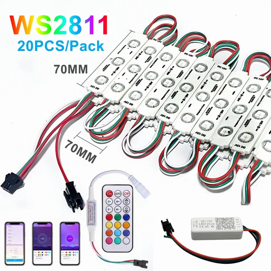 Controllable WS2811 RGB LED Modules Light DC12V Waterproof Color Advertisement Lamp Shop Signboard Letter Light-box Decoration