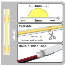 Linear regulável 24v 12v cob luzes de tira led 8mm 320leds/m fita flexível led para decoração do quarto 3000k 4000k 6000k 1m 5m