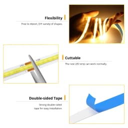 PIR Motion Sensor LED Strip Lights COB DC 24V Diode Tape Auto On/Off Stairs Wardrobe Closet Kitchen Light 320LEDS/M 8MM