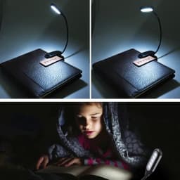 Battery Powered Mini LED Book Light with Clip Eye Protection Flexible Reading Lamp Desk Bedside Portable Night Light Study Light
