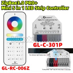 GL-C-301P/GL-RC-006Z ZigBee3.0 PRO+Mini 5 in 1 LED Strip Controller APP Voice Control for Dimmer WWCW RGBCCT RGBW LED Strip Lamp