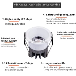 10PCS/lots Dimmable Mini LED Downlight 3W5W7W10W Anti-glare Recessed Ceiling Light Spot Light Bedroom Kitchen Wine Cabinet