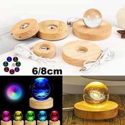 1/4Pcs Wood Desktop Decorative Lights Base Night Light Wooden LED USB RGB Display Lamp Display Stand Lamps Holder Art Ornament
