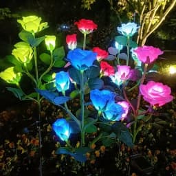 1PC Solar 5-Head Rose Flower LED Light,Outdoor Plug-in Decoration Lights,Landscape Lightting For Garden Lawn Yard Path Graveyard