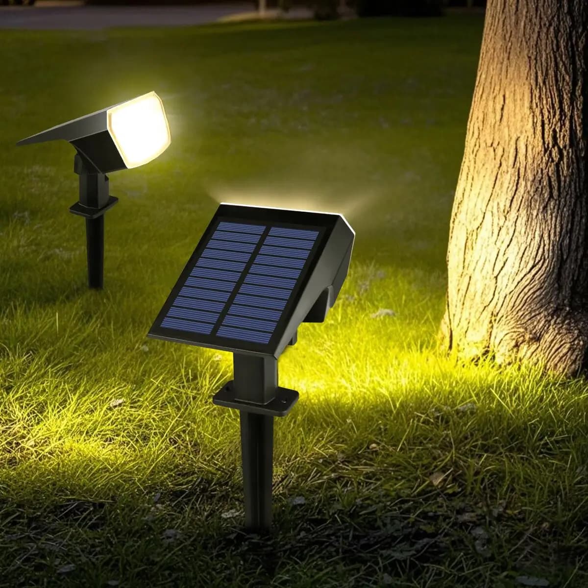 Built-in Large Capacity Battery 1200mAh LED Solar Floodlight Waterproof Spotlight Lamp Long Working Time For Garden Lawn Pathway