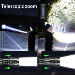 10000000LM Most Powerful Flashlight Type-C Rechargeable Torch 5 Modes Tactical High Power LED Flashlight 3500M Camping Lantern