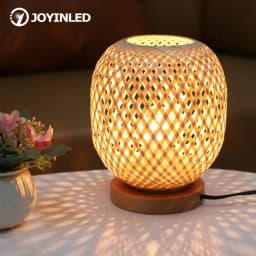 Bohemian Hand-woven Natural Bamboo Table Lamps Vintage Vine Rattan Decorative Desktop Lights for Study Teahouse Bedside