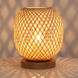 Bohemian Hand-woven Natural Bamboo Table Lamps Vintage Vine Rattan Decorative Desktop Lights for Study Teahouse Bedside