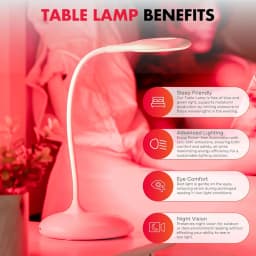 620nm Red Table Lamp Touch Sensitive With Standing Dimmable NO Blue Desk Reading Lights USB Rechargeable Migraine Relieve