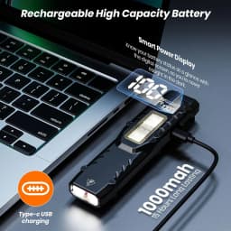 eDC tactical flashlight,1100LM rechargeable lED flat flashlight w/Clip & digital display,Pocket flashlight for camping emergency