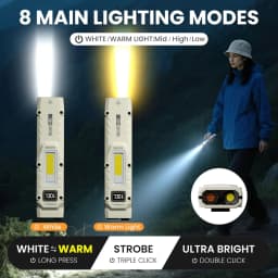 eDC tactical flashlight,1100LM rechargeable lED flat flashlight w/Clip & digital display,Pocket flashlight for camping emergency