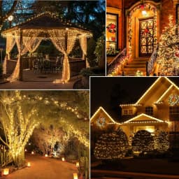 Christmas Garland Solar Outdoor String Lights LED Outdoor 8 Modes Chain Lights Decoration for Garden Patio Tree Terrace Parties