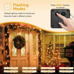 Christmas Garland Solar Outdoor String Lights LED Outdoor 8 Modes Chain Lights Decoration for Garden Patio Tree Terrace Parties