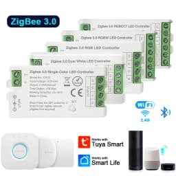 Zigbee 3.0 WiFi LED Controller Single Color RGB CCT RGBW LED Strip Tuya Gateway Hue Bridge Smart Things Voice Control DC5V-24V