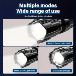 Ultra Bright Zoomable LED Flashlight,Rechargeable 3 Lighting Modes Portable High Lumens Outdoor Camping Fishing Emergency Hiking