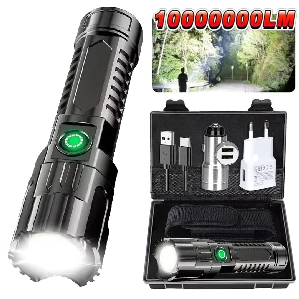 Ultra Bright Zoomable LED Flashlight,Rechargeable 3 Lighting Modes Portable High Lumens Outdoor Camping Fishing Emergency Hiking