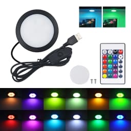 5V USB RGB Dimmable Under Cabinet Puck Lights with Switch Remote Control Adjustable Color Brightness 3D Printing DIY Night Lamp