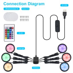5V USB RGB Dimmable Under Cabinet Puck Lights with Switch Remote Control Adjustable Color Brightness 3D Printing DIY Night Lamp