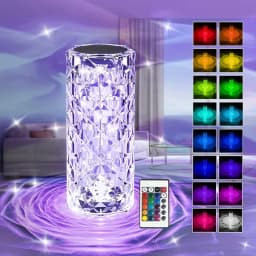 1PC Crystal Rose Table Lamp, Remote Control & Touch Bedside Lamp, LED Night Light, Dimmable Bedside Lamp, USB Rechargeable, for
