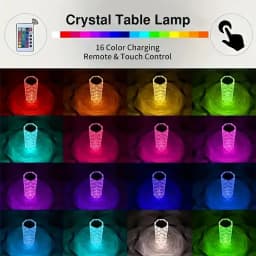1PC Crystal Rose Table Lamp, Remote Control & Touch Bedside Lamp, LED Night Light, Dimmable Bedside Lamp, USB Rechargeable, for