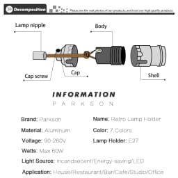 Retro Vintage E27 Lamp Holder Bulb Socket Pendant Light Screw Bulb base Aluminum Light Industrial For Edison Lamp Bulb