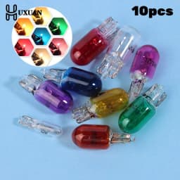10Pcs 24V 1.2W T5 /12V 5W T10 Glass Light Bulb Dashboard Instrument Panel Brake Light Bulbs Headlights Lamp Lights Car Lights